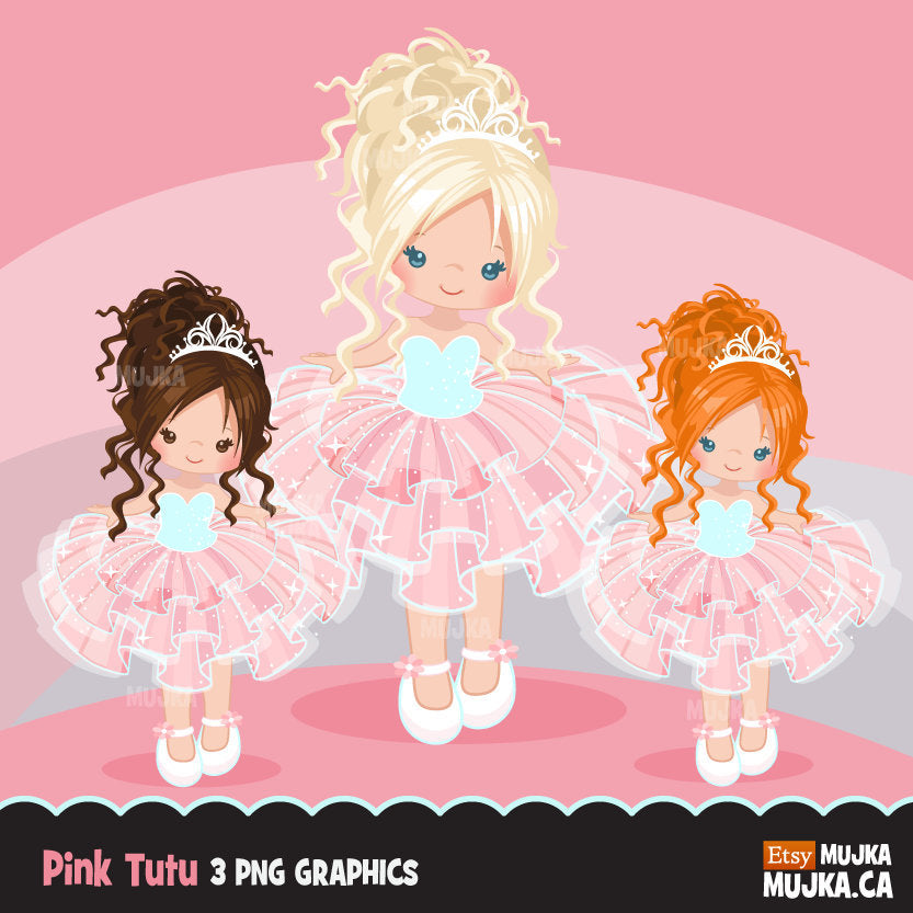 Pink Tutu clipart. Ballerina girls with pink tutu