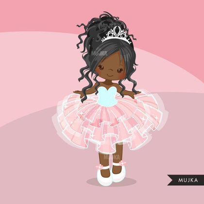 Pink Tutu clipart. Black Girls with Pink Tutu