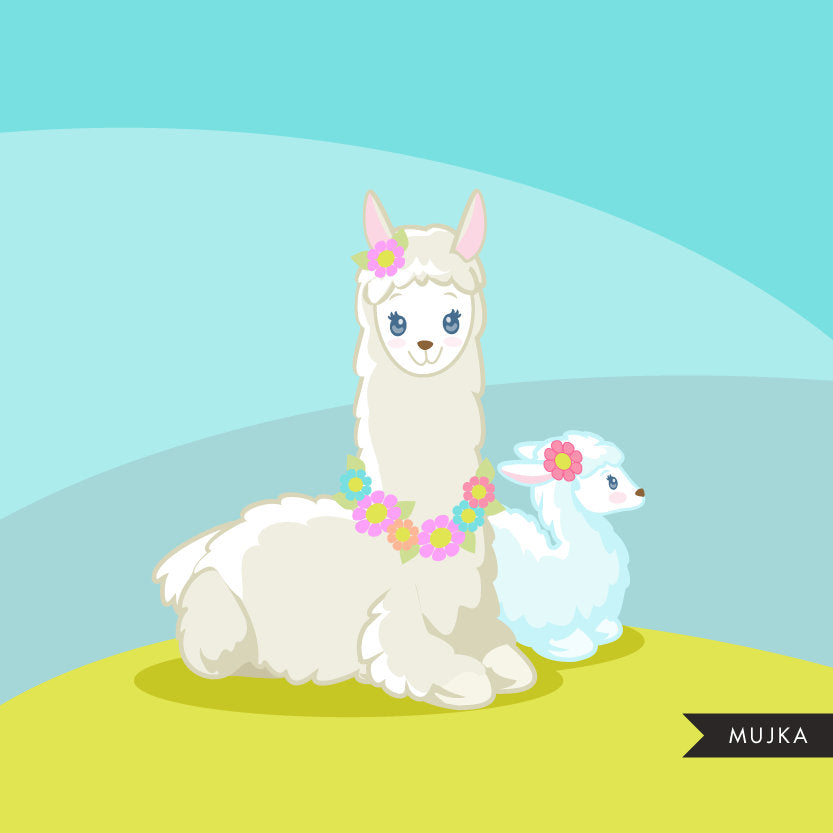 Llama clipart, animal easter, spring, mother's day quotes