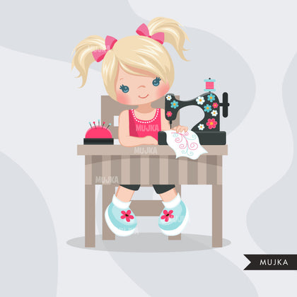 Seamstress clipart Sewing Girl