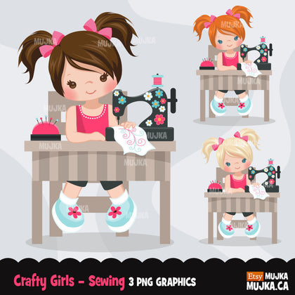 Seamstress clipart Sewing Girl