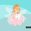 Tooth Fairy, curly haired girl clipart
