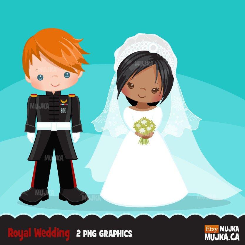 Royal wedding clipart, girl and boy wedding