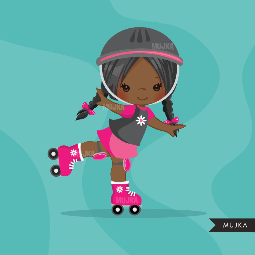 Roller Skating girl Clipart
