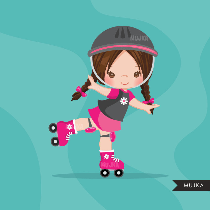 Roller Skating girl Clipart