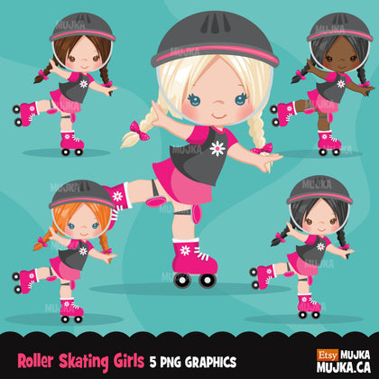 Roller Skating girl Clipart