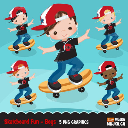 Skateboarding boy Clipart