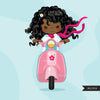 Scooter girl Clipart, front facing