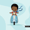 Scooter boy Clipart, front version