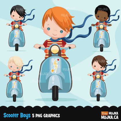 Scooter boy Clipart, front version