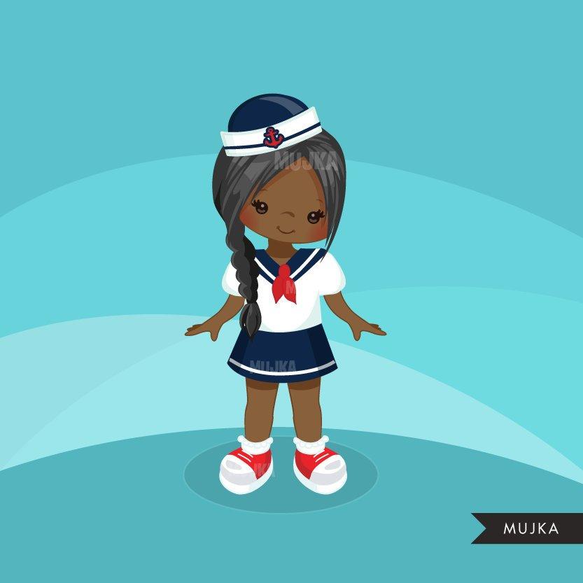 Sailor Clipart, Girl in blue