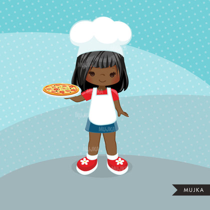 Pizza Chef Clipart, girl chef