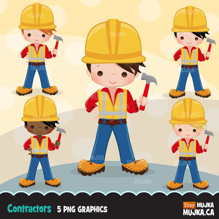 Construction Clipart with boys