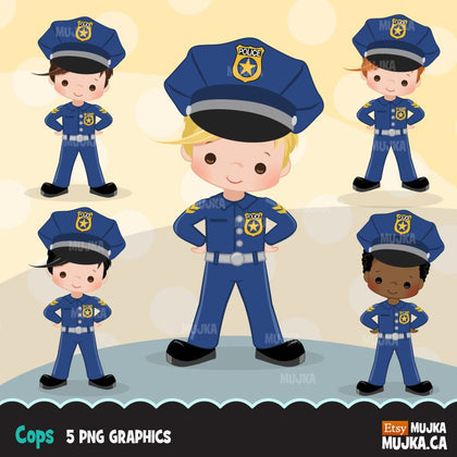 Cops, boy police officer clipart