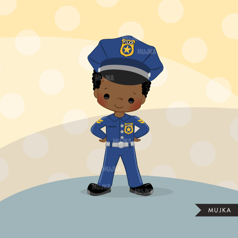 Cops, boy police officer clipart