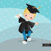 Boy celebrating Graduation Clipart. School graphics