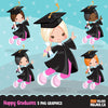 Clipart de graduación, niña graduada, gráficos escolares