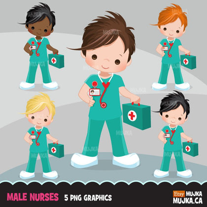 Male Nurse Clipart, Cute boy nurse
