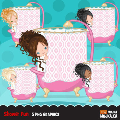 Shower party girl clipart graphics