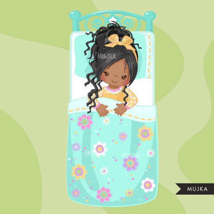 Slumber party clipart, girl night, set 5