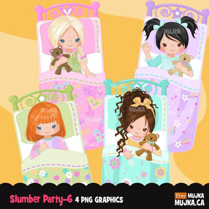Girl Slumber party clipart