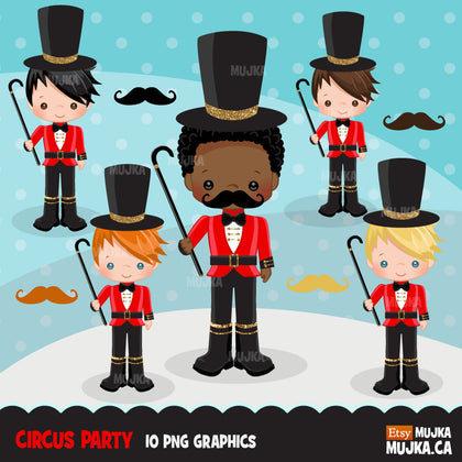 Glitter Circus party boy clipart graphics