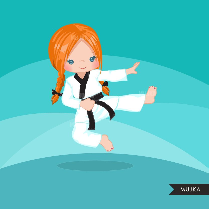 Karate Kid Clipart, gráfico de chica deportiva