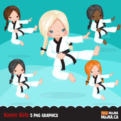 Karate Kid Clipart, Sporty girl graphic