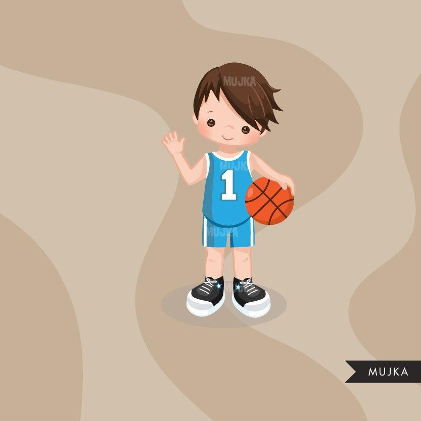 boy playing basketball clipart