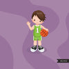Basketball boy green basketball clipart