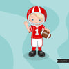 Football clipart, boy in red jersey