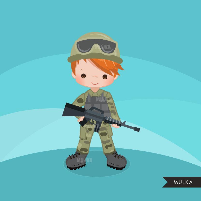 Army clipart, Little soldier boy graphics