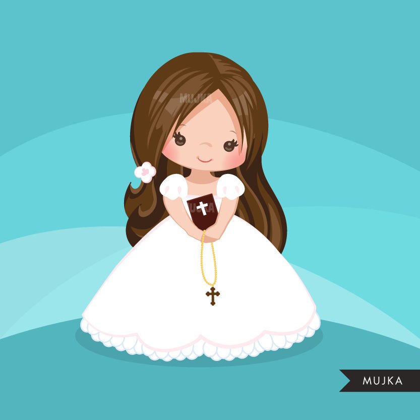 First Communion Clipart for Girl. Communion characters religious