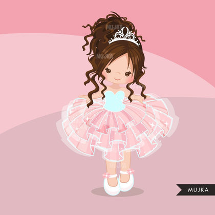 Pink Tutu clipart. Ballerina girls with pink tutu