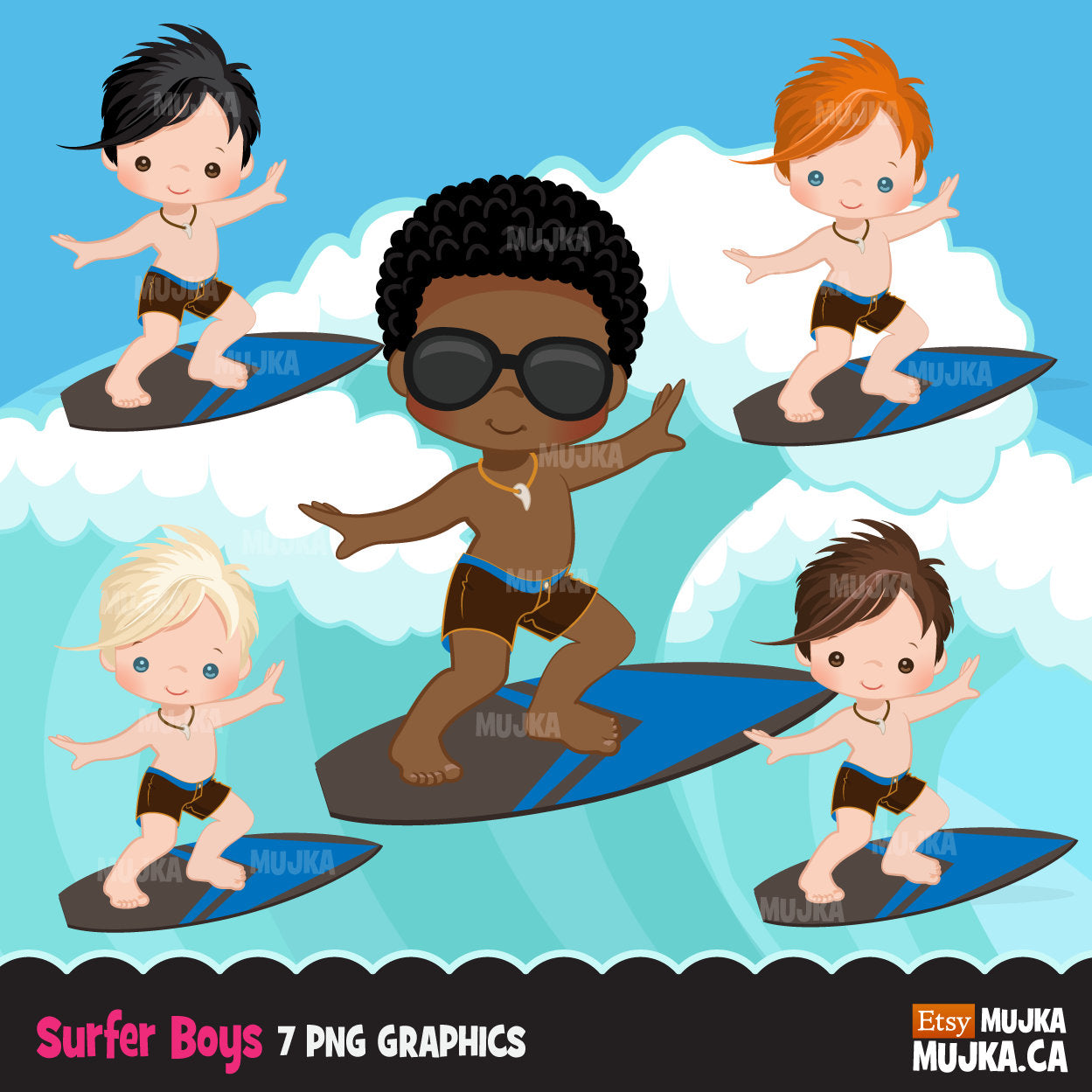 Surfer Boys clipart summer