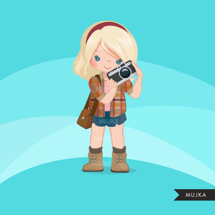 Photographer girls clipart, Girl version 2