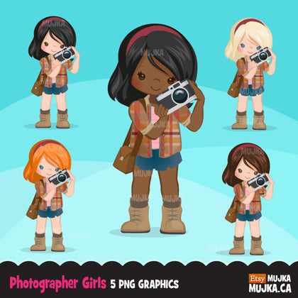 Photographer girls clipart, Girl version 2