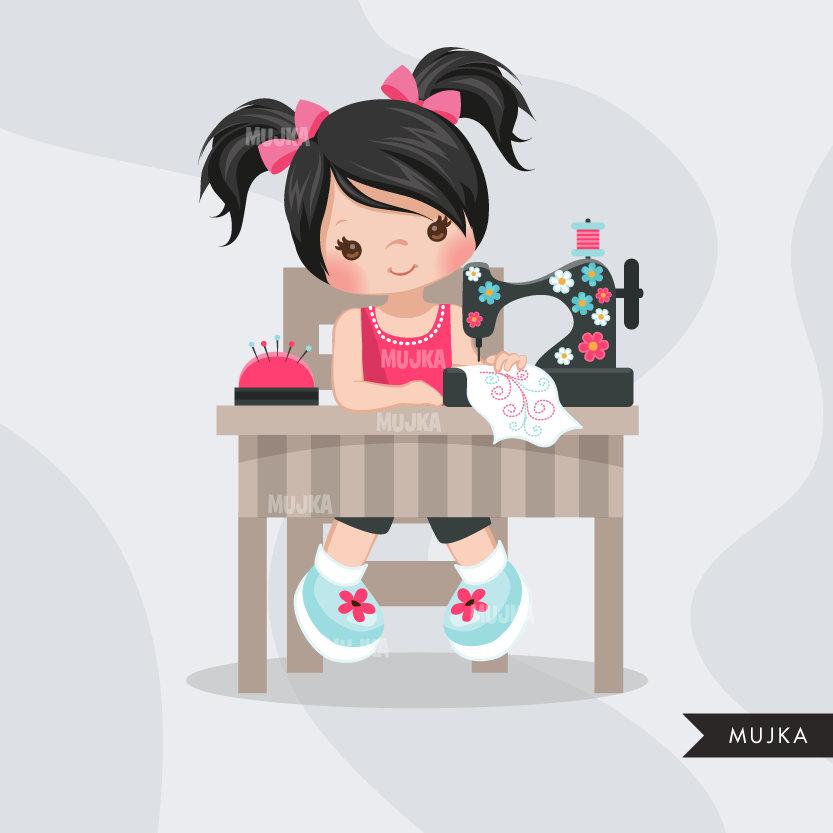 Sewing Girl clipart