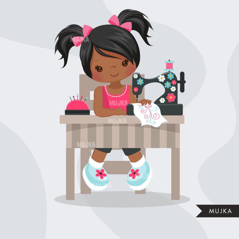 Sewing Girl clipart