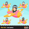 Pilot clipart, pilot girl characters version 2