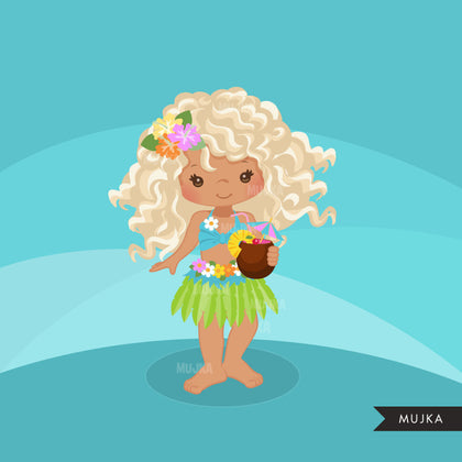 Hawaiian Girl clipart, vacation, summer