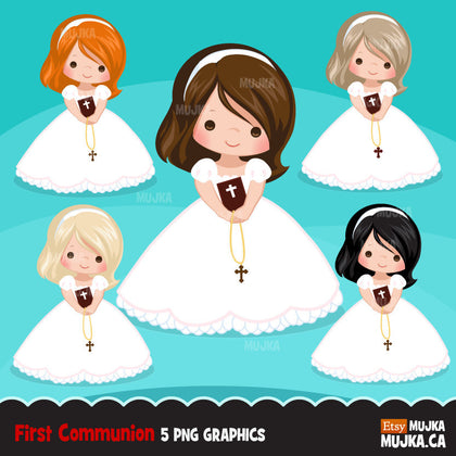 First Communion Clipart for Girls. Communion characters religious