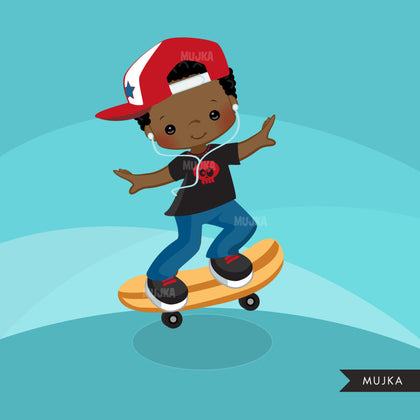 Skateboarding boy Clipart
