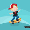 Skateboarding boy Clipart