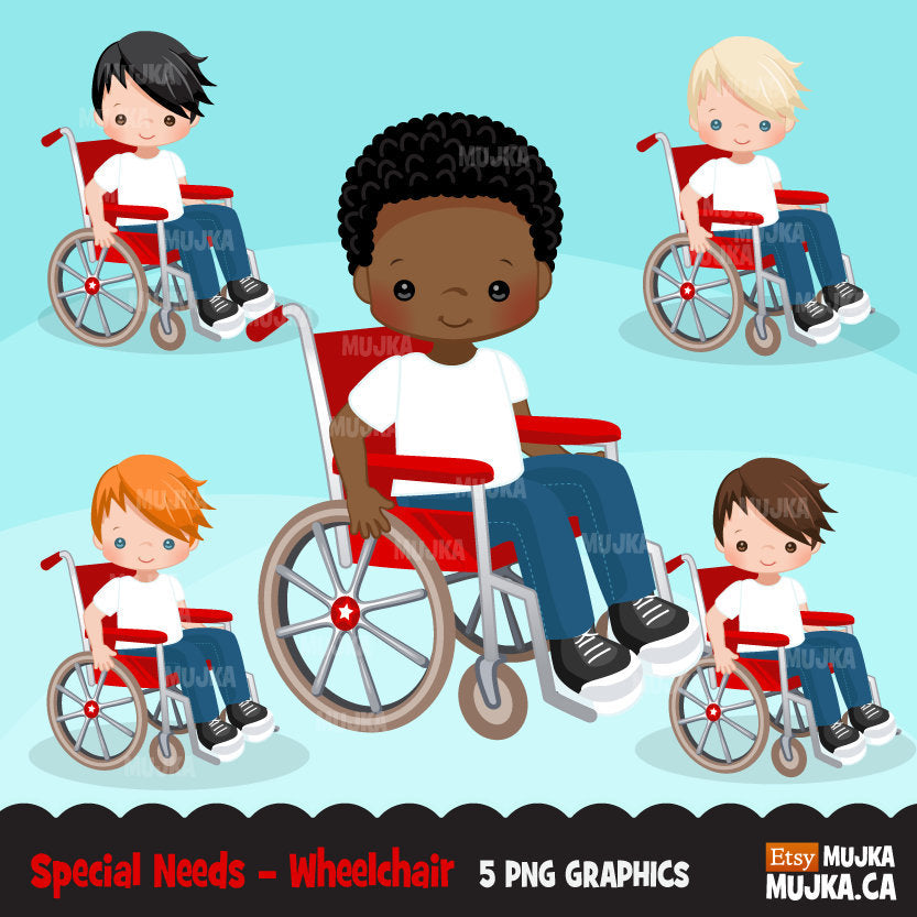 Special Needs Wheelchair clipart, boy disability