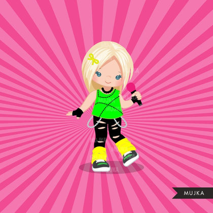Rockstar Girls Clipart, Singer girl
