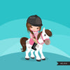 Horseback riding clipart, Girl riding animal