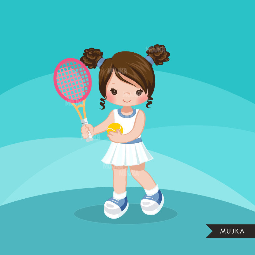 Cute Tennis player girl clipart