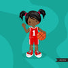 Basketball Girl red jersey clipart