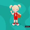 Baloncesto chica camiseta roja clipart